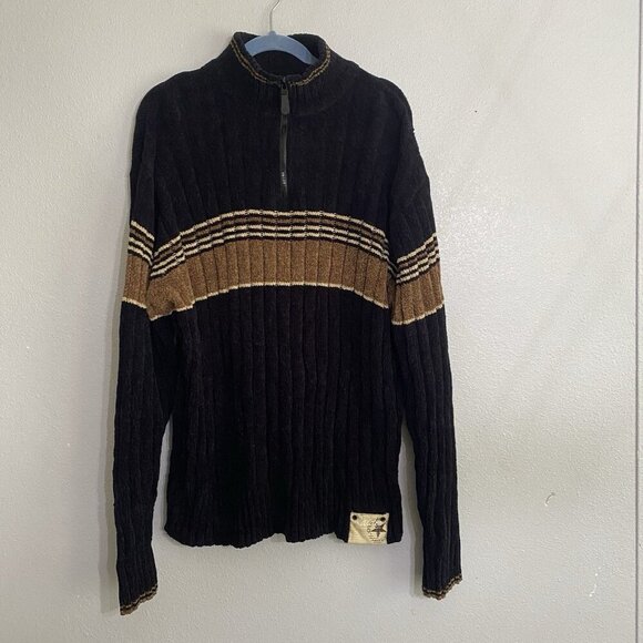 Vintage 90's Y2K Raider Jean Co Men's Sweater Striped Sz 2xl 1/4 Zip - Picture 1 of 6